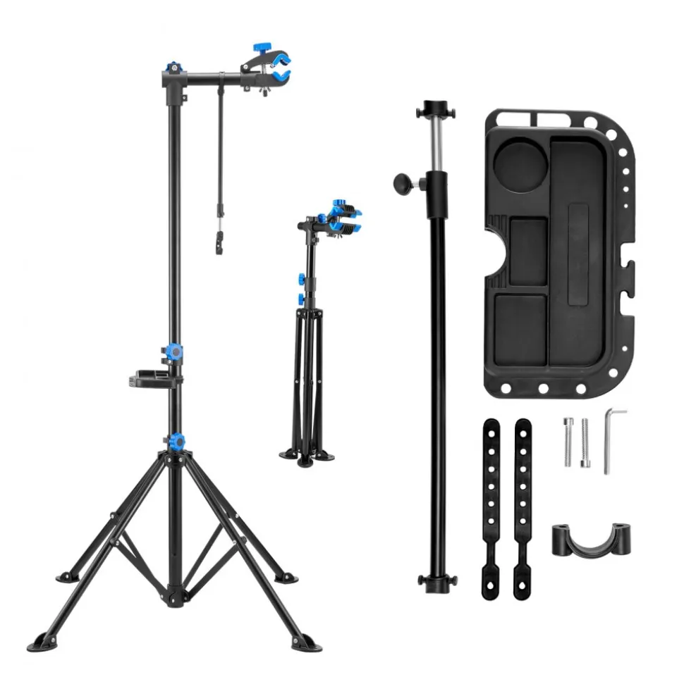 VEVOR Bike Repair Stand, 66 lb Heavy-duty Bicycle Work Stand with 32.8-56.6 in Adjustable Height & Magnetic Tool Tray, Foldable Bicycle Maintenance Rack, Shop Home Mechanics for Mountain & Road Bike