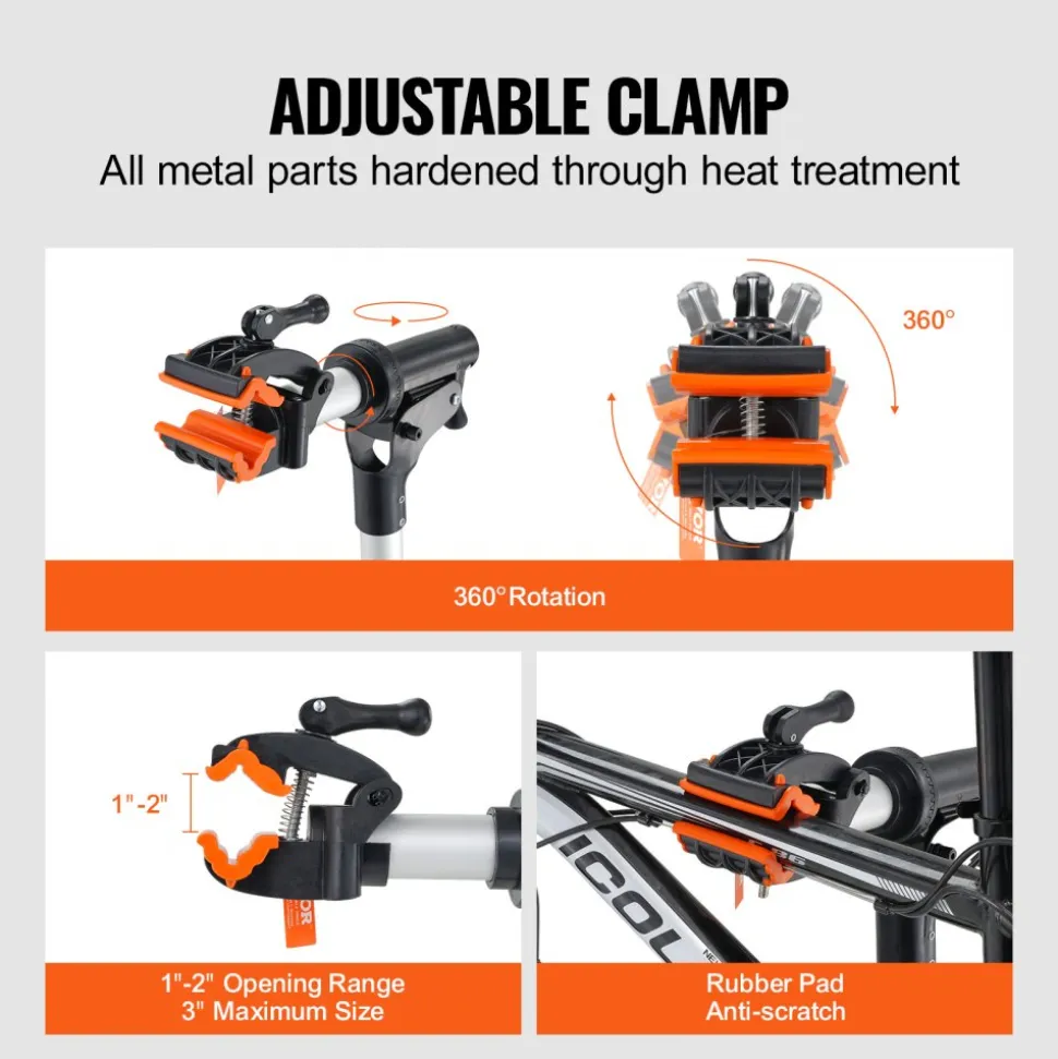 VEVOR Bike Repair Stand, 66 lbs Heavy-duty Aluminum Bicycle Repair Stand, Adjustable Height Bike Maintenance Workstand with Magnetic Tool Tray Telescopic Arm, Foldable Bike Work Stand for Home, Shops