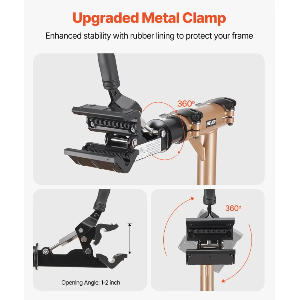 VEVOR Bike Repair Stand, Max. 110 lb Heavy-duty Bicycle Work Stand with 40.3-59.4 in Adjustable Height & Large Tool Tray, Foldable Ebike Maintenance Rack, Shop Home Mechanics for Mountain Road Bike