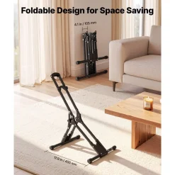 VEVOR Bike Stand, Foldable Freestanding Bike Storage Rack, Carbon Steel Garage Bicycle Floor Stand, Fits 20-29 in Wheel Diameters, Drill-Free Installation, Ideal for Garage, Apartment, Home, Black