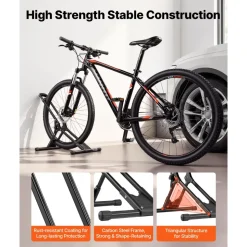 VEVOR Bike Stand, Foldable Freestanding Bike Storage Rack, Carbon Steel Garage Bicycle Floor Stand, Fits 20-29 in Wheel Diameters, Drill-Free Installation, Ideal for Garage, Apartment, Home, Black