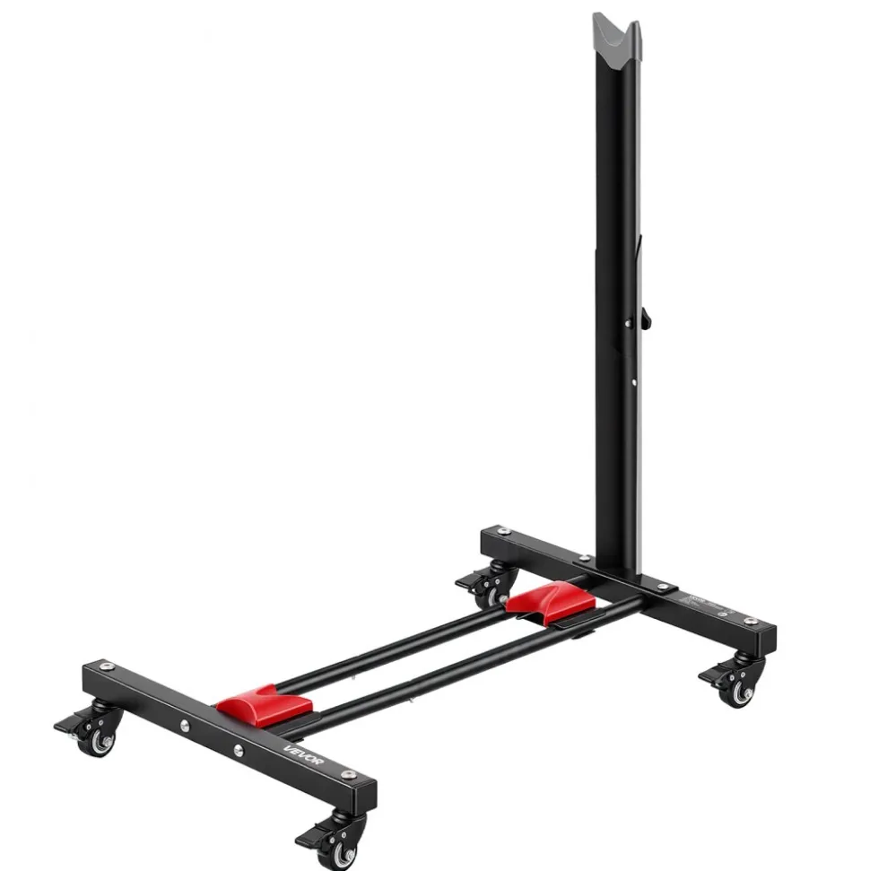 VEVOR Bike Stand, Freestanding Vertical & Horizontal Bike Storage Rack, with Lockable Casters, Height Adjustable Carbon Steel Upright Garage Bicycle Floor Stand, for 20-29 in Wheel Diameters, Black