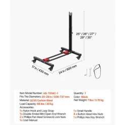 VEVOR Bike Stand, Freestanding Vertical & Horizontal Bike Storage Rack, with Lockable Casters, Height Adjustable Carbon Steel Upright Garage Bicycle Floor Stand, for 20-29 in Wheel Diameters, Black