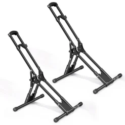 VEVOR Bike Stand 2 Pack, Foldable Freestanding Bike Storage Rack, Carbon Steel Garage Bicycle Floor Stand, Fits 20-29 in Wheel Diameters, Drill-Free Installation, for Garage, Apartment, Home, Black