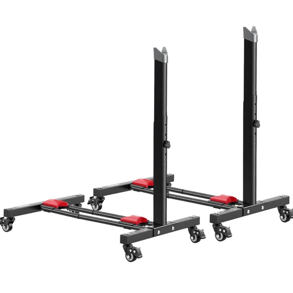VEVOR Bike Stand 2 Pack, Freestanding Vertical & Horizontal Bike Storage Rack, with Lockable Casters, Height Adjustable Carbon Steel Upright Garage Bicycle Floor Stand, for 20-29 in Wheels, Black