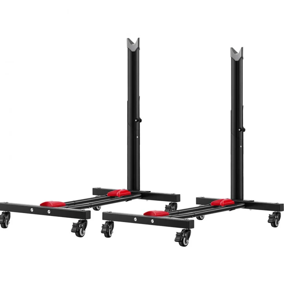 VEVOR Bike Stand 2 Pack, Freestanding Vertical & Horizontal Bike Storage Rack, with Lockable Casters, Height Adjustable Carbon Steel Upright Garage Bicycle Floor Stand, for 20-29 in Wheels, Black