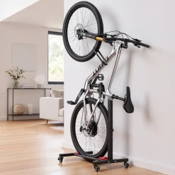 VEVOR Bike Stand 2 Pack, Freestanding Vertical & Horizontal Bike Storage Rack, with Lockable Casters, Height Adjustable Carbon Steel Upright Garage Bicycle Floor Stand, for 20-29 in Wheels, Black