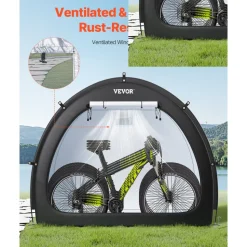 VEVOR Bike Storage Tent, 3 to 4 Bikes, Outdoor Spacious Bike Storage Tent with Ventilated Window, Waterproof Easy-to-Install Bike Tent with High Strength Fiberglass & Dual Zippers, Fit for Bicycle
