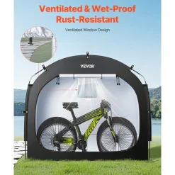 VEVOR Bike Storage Tent, 4 to 5 Bikes, Outdoor Spacious Bike Storage Tent with Ventilated Window, Waterproof Easy-to-Install Bike Tent with High Strength Fiberglass & Dual Zippers, Fit for Bicycle