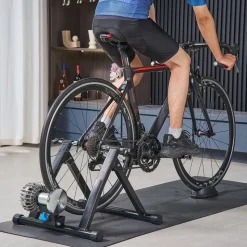 VEVOR Bike Trainer, 26-29 Inch & 700C Wheels, Foldable Fluid Bicycle Stationary Trainer Stand for Indoor Exercise Riding with Quick Release Skewer & Front Wheel Riser Block, Fits Road Bikes, Black