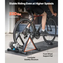 VEVOR Bike Trainer, 26-29 Inch & 700C Wheels, Foldable Fluid Bicycle Stationary Trainer Stand for Indoor Exercise Riding with Quick Release Skewer & Front Wheel Riser Block, Fits Road Bikes, Black