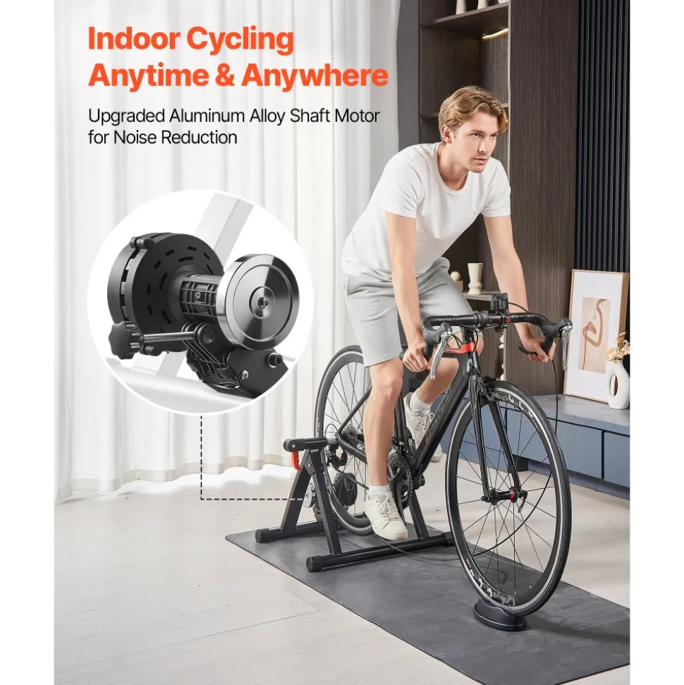 VEVOR Bike Trainer, 6 Level Resistance, 26-29 in & 700C Wheels, Foldable Magnetic Bicycle Stationary Stand for Indoor Exercise Riding with Quick Release Skewer & Front Wheel Riser Block for Road Bikes