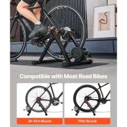 VEVOR Bike Trainer, 6 Level Resistance, 26-29 in & 700C Wheels, Foldable Magnetic Bicycle Stationary Stand for Indoor Exercise Riding with Quick Release Skewer & Front Wheel Riser Block for Road Bikes