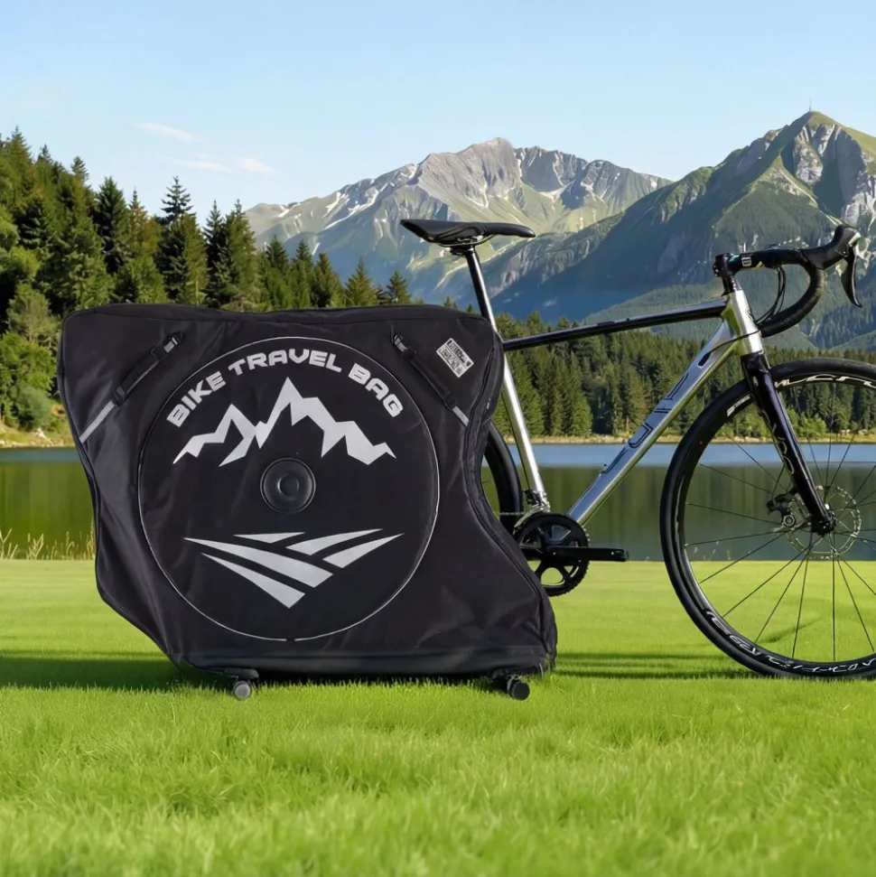VEVOR Bike Travel Bag, Road Bike Bag Road Bicycle Storage Carry with TSA Lock & Dual Zipper, Black Bicycle Case Wheelbase 37-42 in for Air Travel, Outdoor Use, Airplane, Car, Train, Subway Transport