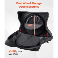 VEVOR Bike Travel Bag, Road Bike Bag Road Bicycle Storage Carry with TSA Lock & Dual Zipper, Black Bicycle Case Wheelbase 37-42 in for Air Travel, Outdoor Use, Airplane, Car, Train, Subway Transport
