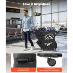 VEVOR Bike Travel Bag, Road Bike Bag Road Bicycle Storage Carry with TSA Lock & Dual Zipper, Black Bicycle Case Wheelbase 37-42 in for Air Travel, Outdoor Use, Airplane, Car, Train, Subway Transport