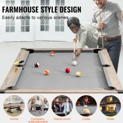 VEVOR Billiards Table Combo Set, 7ft 3-in-1 Multi Game Table with Dining, Pool, and Tennis Table, Includes Full Set of Accessories, Wood Color with Grey Cloth, Perfect for Family Game Room Kids Adults