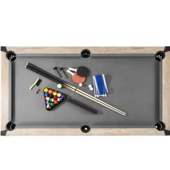 VEVOR Billiards Table Combo Set, 7ft 3-in-1 Multi Game Table with Dining, Pool, and Tennis Table, Includes Full Set of Accessories, Wood Color with Grey Cloth, Perfect for Family Game Room Kids Adults