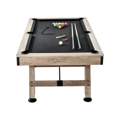VEVOR Billiards Table, 7 ft Pool Table, Adjust Legs Stable Billiards Table, Pool Table Set Includes Balls, Cues, Chalks and Brush, Wood Color with Black Cloth, Perfect for Family Game Room Kids Adults