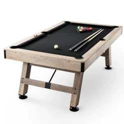 VEVOR Billiards Table, 7 ft Pool Table, Adjust Legs Stable Billiards Table, Pool Table Set Includes Balls, Cues, Chalks and Brush, Wood Color with Black Cloth, Perfect for Family Game Room Kids Adults