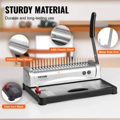 VEVOR Binding Machine, Comb Binding Machine 21-Holes Binding 450 Sheets, Book Binder Machine with 100 PCS 3/8'' Comb Binding Spines, for Letter Size, A4, A5