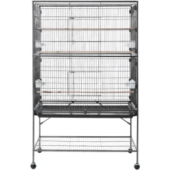 VEVOR Bird Cage, 36.6 x 22.8 x 59.5 inch, Flat Top, Wrought Iron Bird Flight Cage with Perches, Slide-Out Tray and Plastic Feeders, for Blue Tit, Cockatiel, Canary, Monk Parakeet, African Grey Parrot
