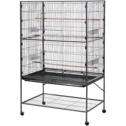 VEVOR Bird Cage, 36.6 x 22.8 x 59.5 inch, Flat Top, Wrought Iron Bird Flight Cage with Perches, Slide-Out Tray and Plastic Feeders, for Blue Tit, Cockatiel, Canary, Monk Parakeet, African Grey Parrot