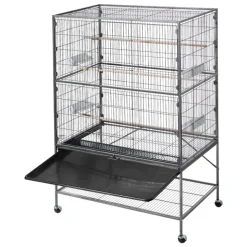 VEVOR Bird Cage, 36.6 x 22.8 x 59.5 inch, Flat Top, Wrought Iron Bird Flight Cage with Perches, Slide-Out Tray and Plastic Feeders, for Blue Tit, Cockatiel, Canary, Monk Parakeet, African Grey Parrot