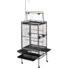 VEVOR Bird Cage, 32.7 x 31.1 x 82.7 inch, Open Flat Top, Wrought Iron Bird Flight Cage with Perches, Slide-Out Tray, Plastic Feeders, for Cockatiel, Monk Parakeet, Amazon Parrot, African Grey Parrot