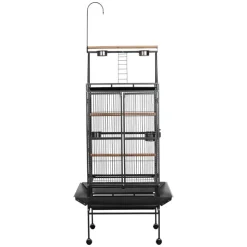 VEVOR Bird Cage, 32.7 x 31.1 x 82.7 inch, Open Flat Top, Wrought Iron Bird Flight Cage with Perches, Slide-Out Tray, Plastic Feeders, for Cockatiel, Monk Parakeet, Amazon Parrot, African Grey Parrot