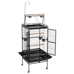 VEVOR Bird Cage, 32.7 x 31.1 x 82.7 inch, Open Flat Top, Wrought Iron Bird Flight Cage with Perches, Slide-Out Tray, Plastic Feeders, for Cockatiel, Monk Parakeet, Amazon Parrot, African Grey Parrot