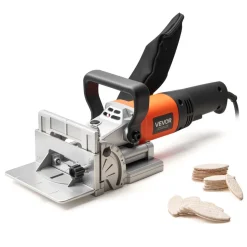VEVOR Biscuit Plate Joiner, 5.9A, Plate Joiner Tool Kit with 11,600 RPM 760W Motor, 45-Degree Locating Notch, Carbide Tipped Blade, Wood Biscuits, Dust Bag, Adjustable Angle & Depth, for Woodworking