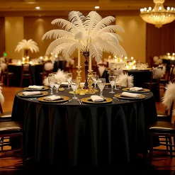 VEVOR Black Round Tablecloths 10 Pack, 120 Inches in Diameter, Stain- & Wrinkle- Resistant, Machine Washable Table Clothes, Polyester Fabric Table Covers for Wedding, Party, Banquet, Formal Events
