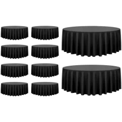 VEVOR Black Round Tablecloths 10 Pack, 120 Inches in Diameter, Stain- & Wrinkle- Resistant, Machine Washable Table Clothes, Polyester Fabric Table Covers for Wedding, Party, Banquet, Formal Events