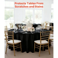 VEVOR Black Round Tablecloths 10 Pack, 120 Inches in Diameter, Stain- & Wrinkle- Resistant, Machine Washable Table Clothes, Polyester Fabric Table Covers for Wedding, Party, Banquet, Formal Events