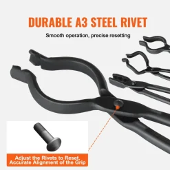 VEVOR Blacksmith Tongs, 18” 4 PCS, V-Bit Bolt Tongs, Wolf Jaw Tongs, Z V-Bit Tongs and Gripping Tongs, Carbon Steel Forge Tongs with A3 Steel Rivets, for Beginner and Seasoned Blacksmiths, Bladesmiths