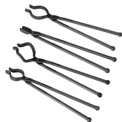 VEVOR Blacksmith Tongs, 18” 4 PCS, V-Bit Bolt Tongs, Wolf Jaw Tongs, Z V-Bit Tongs and Gripping Tongs, Carbon Steel Forge Tongs with A3 Steel Rivets, for Beginner and Seasoned Blacksmiths, Bladesmiths