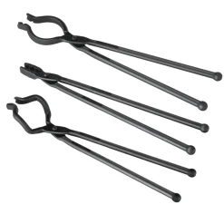 VEVOR Blacksmith Tongs, 18” 3 PCS, V-Bit Bolt Tongs, Wolf Jaw Tongs and Z V-Bit Tongs, Carbon Steel Forge Tongs with A3 Steel Rivets, for Beginner and Seasoned Blacksmiths, Bladesmiths and Craftsmen