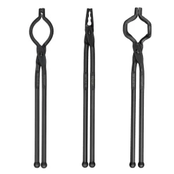 VEVOR Blacksmith Tongs, 18” 3 PCS, V-Bit Bolt Tongs, Wolf Jaw Tongs and Z V-Bit Tongs, Carbon Steel Forge Tongs with A3 Steel Rivets, for Beginner and Seasoned Blacksmiths, Bladesmiths and Craftsmen