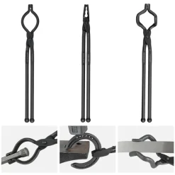 VEVOR Blacksmith Tongs, 18” 3 PCS, V-Bit Bolt Tongs, Wolf Jaw Tongs and Z V-Bit Tongs, Carbon Steel Forge Tongs with A3 Steel Rivets, for Beginner and Seasoned Blacksmiths, Bladesmiths and Craftsmen
