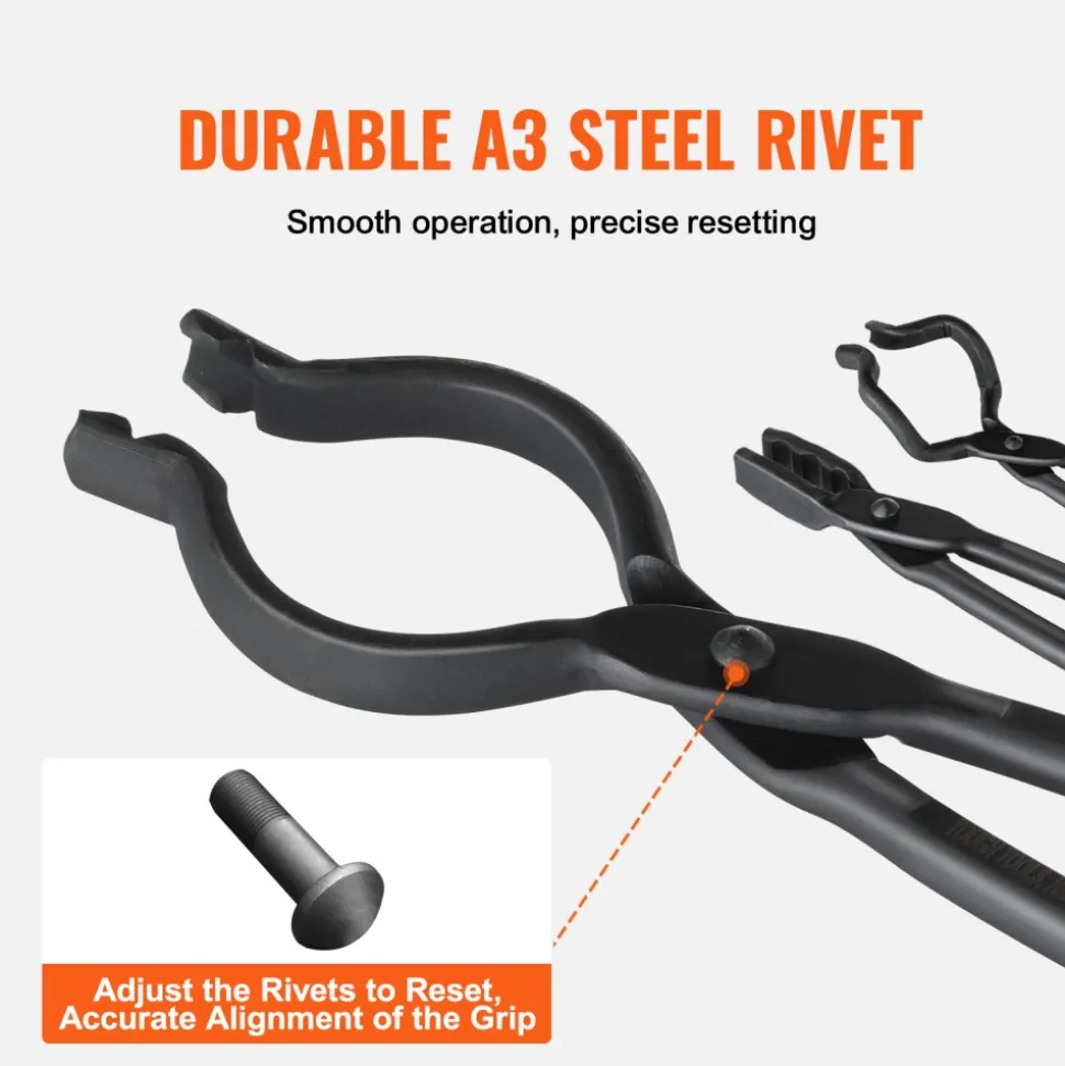 VEVOR Blacksmith Tongs, 18” 3 PCS, V-Bit Bolt Tongs, Wolf Jaw Tongs and Z V-Bit Tongs, Carbon Steel Forge Tongs with A3 Steel Rivets, for Beginner and Seasoned Blacksmiths, Bladesmiths and Craftsmen