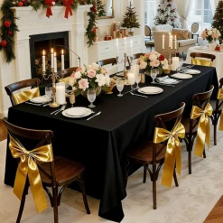 VEVOR Black Tablecloths for Rectangle Tables, 6 Pack, 70 x 120 Inches, Reusable and Machine Washable Table Clothes, Wrinkle-Resistant Polyester Fabric Table Covers for Wedding, Party, Banquet