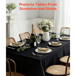 VEVOR Black Tablecloths for Rectangle Tables, 6 Pack, 70 x 120 Inches, Reusable and Machine Washable Table Clothes, Wrinkle-Resistant Polyester Fabric Table Covers for Wedding, Party, Banquet