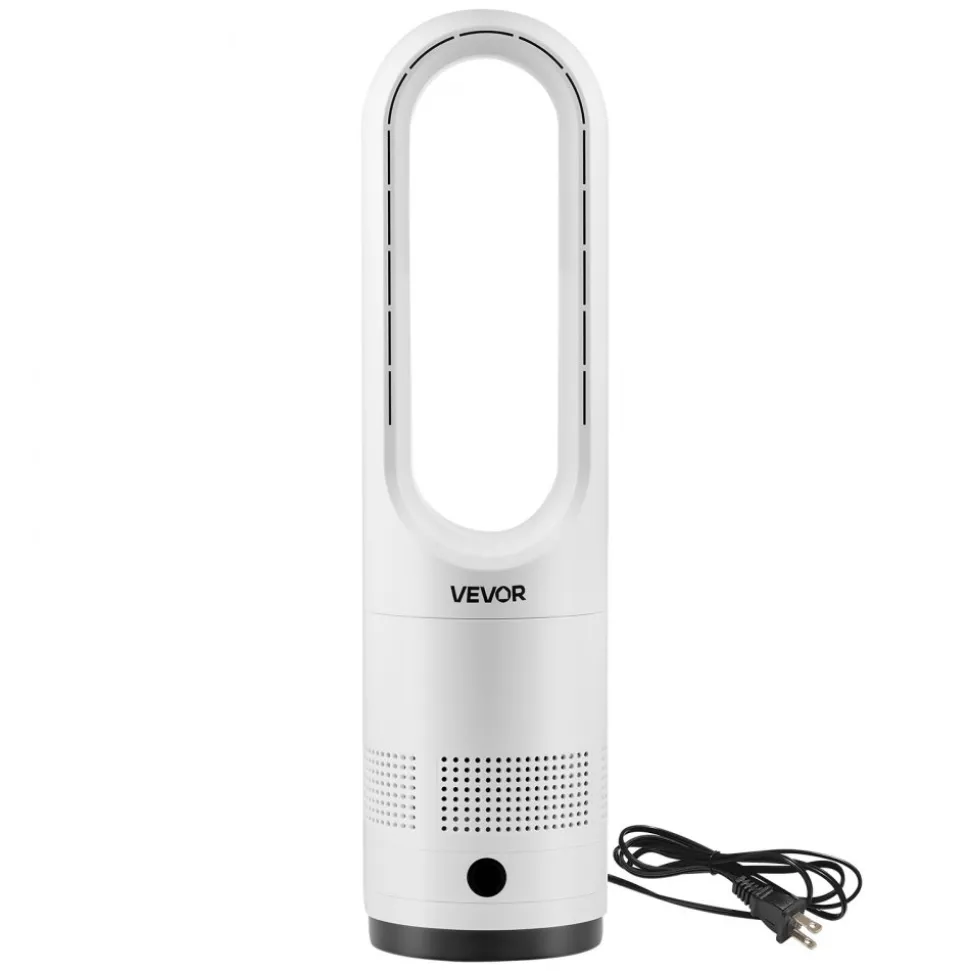VEVOR Bladeless Tower Fan, 65° Oscillating Standing Fan, 12 Speeds & 4 Modes & 8H Timer, 14.76 ft/s High Velocity Floor Air Circulator, Powerful Airflow for Bedroom, Living Room, Home, Office, White