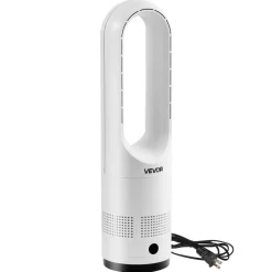 VEVOR Bladeless Tower Fan, 65° Oscillating Standing Fan, 12 Speeds & 4 Modes & 8H Timer, 14.76 ft/s High Velocity Floor Air Circulator, Powerful Airflow for Bedroom, Living Room, Home, Office, White