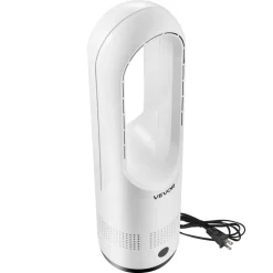 VEVOR Bladeless Tower Fan, 65° Oscillating Standing Fan, 12 Speeds & 4 Modes & 8H Timer, 14.76 ft/s High Velocity Floor Air Circulator, Powerful Airflow for Bedroom, Living Room, Home, Office, White