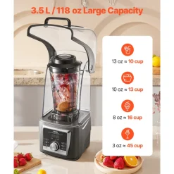 VEVOR Blender for Smoothies, 135 oz 1400W, Professional Blender with Powerful Motor, Multi-Functional Food Processing Blender with Noise Cover for Smoothie/Milkshake/Juice, Fits for Kitchen