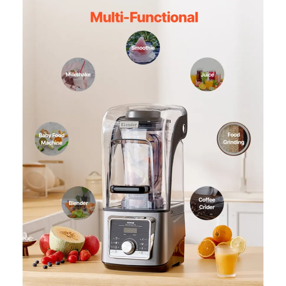 VEVOR Blender for Smoothies, 135 oz 1400W, Professional Blender with Powerful Motor, Multi-Functional Food Processing Blender with Noise Cover for Smoothie/Milkshake/Juice, Fits for Kitchen
