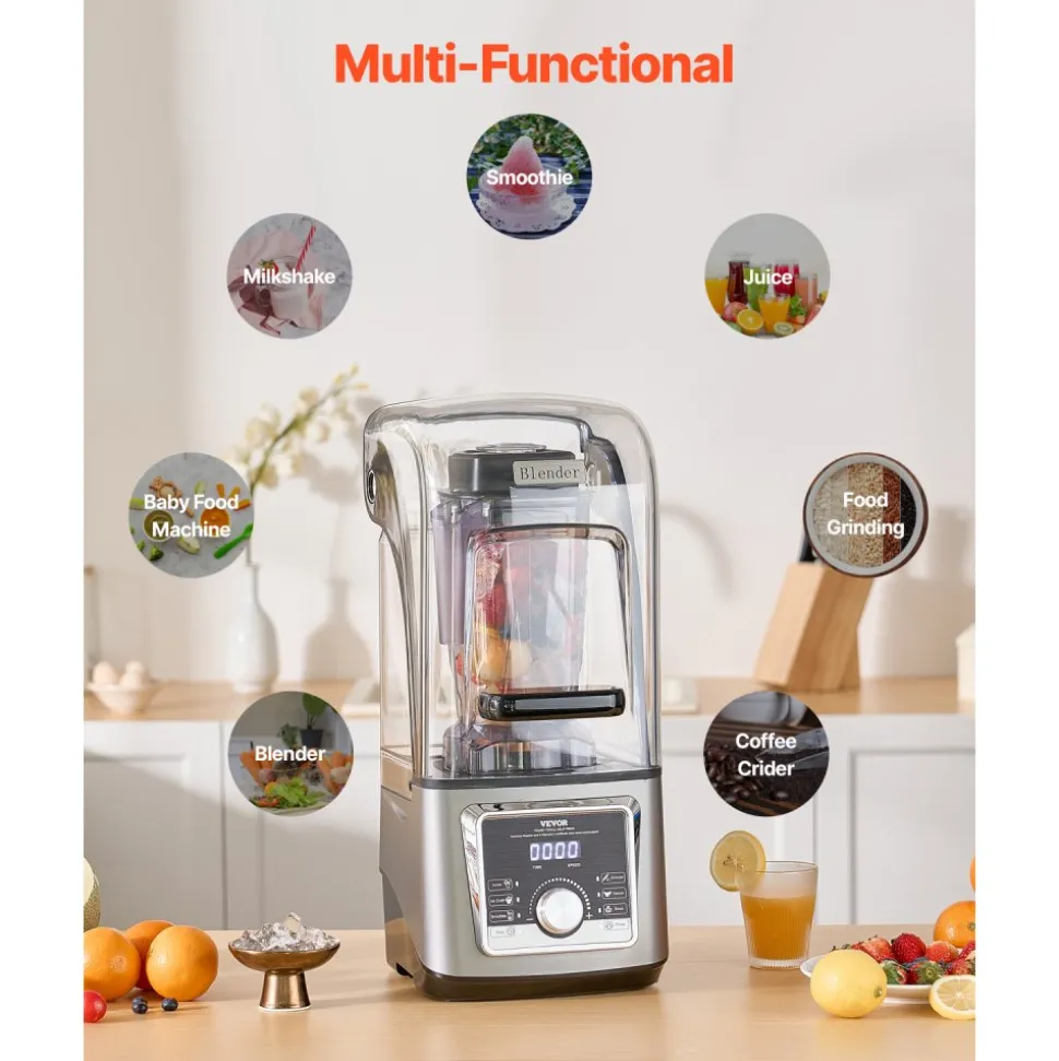 VEVOR Blender for Smoothies, 85 oz 1400W, Professional Blender with Powerful Motor, Multi-Functional Food Processing Blender with Noise Cover for Smoothie/Milkshake/Juice, Fits for Kitchen