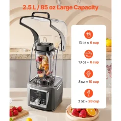 VEVOR Blender for Smoothies, 85 oz 1400W, Professional Blender with Powerful Motor, Multi-Functional Food Processing Blender with Noise Cover for Smoothie/Milkshake/Juice, Fits for Kitchen